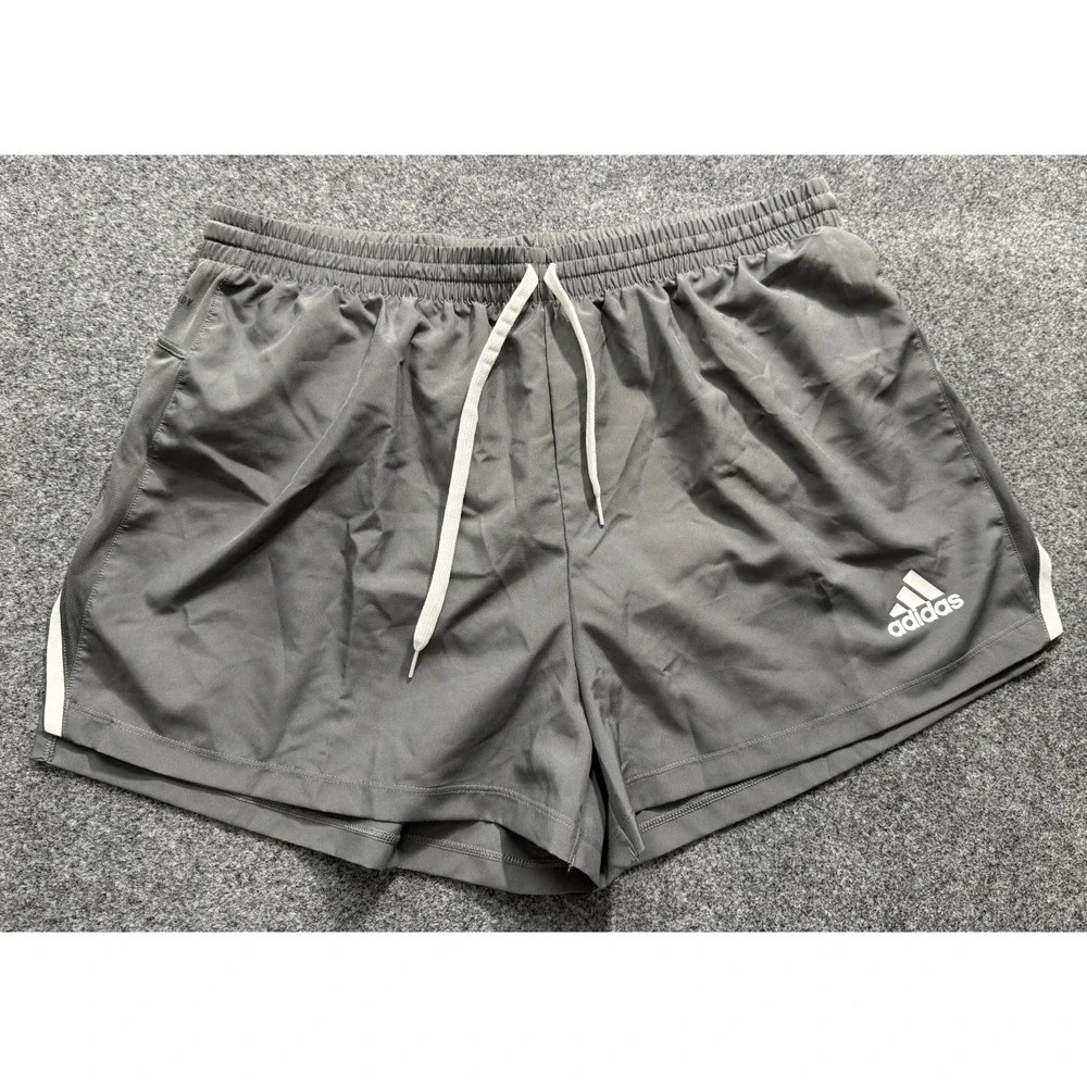 Adidas Women's Ti Run Shorts XL Gray White Aeroready Running Athletic‎ Lined NWT